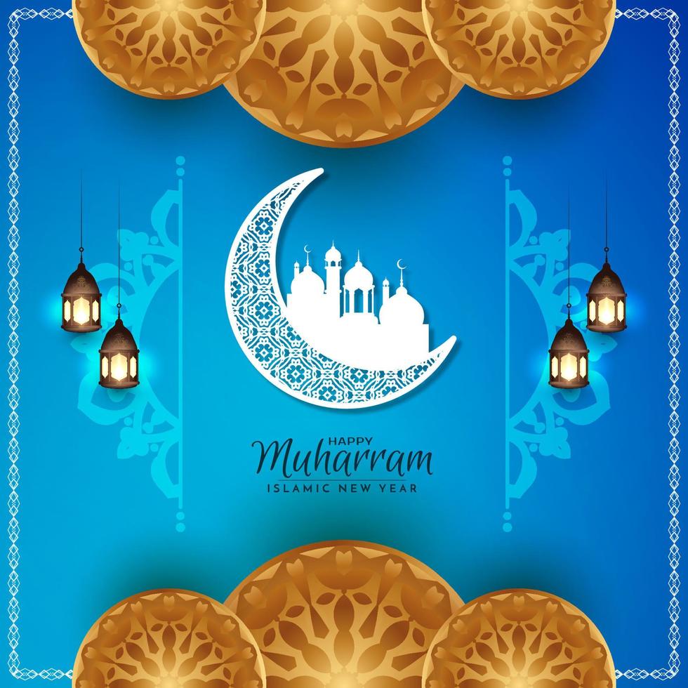 Happy Muharram and Islamic new year crescent moon background vector