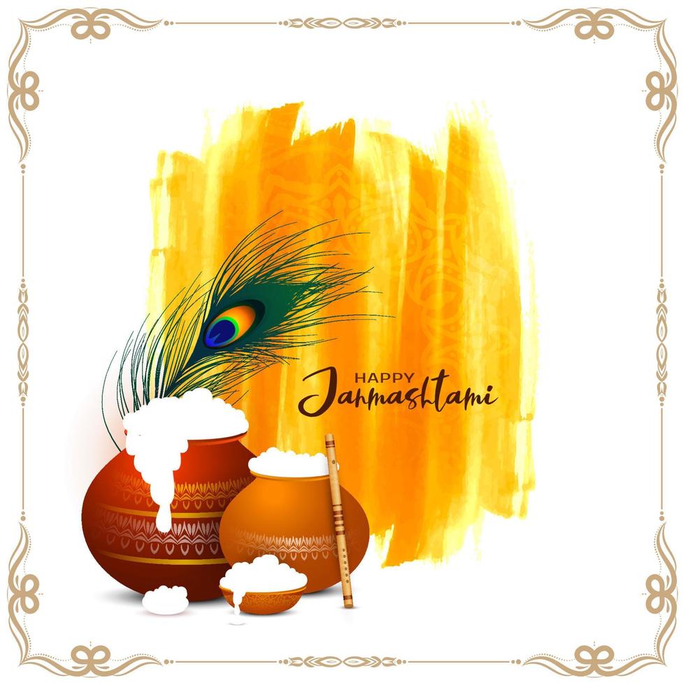 Religious Indian festival Happy janmashtami celebration background design vector