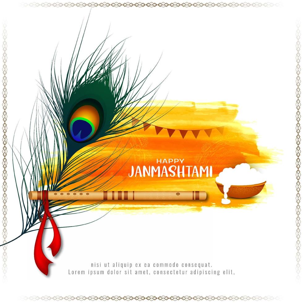 Beautiful Happy janmashtami festival elegant background design vector