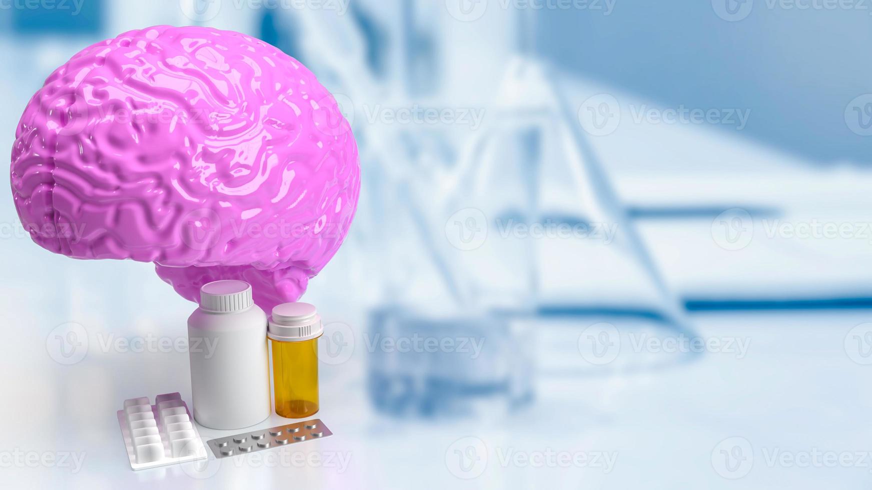 The brain and drug  for sci or medical concept 3d rendering photo