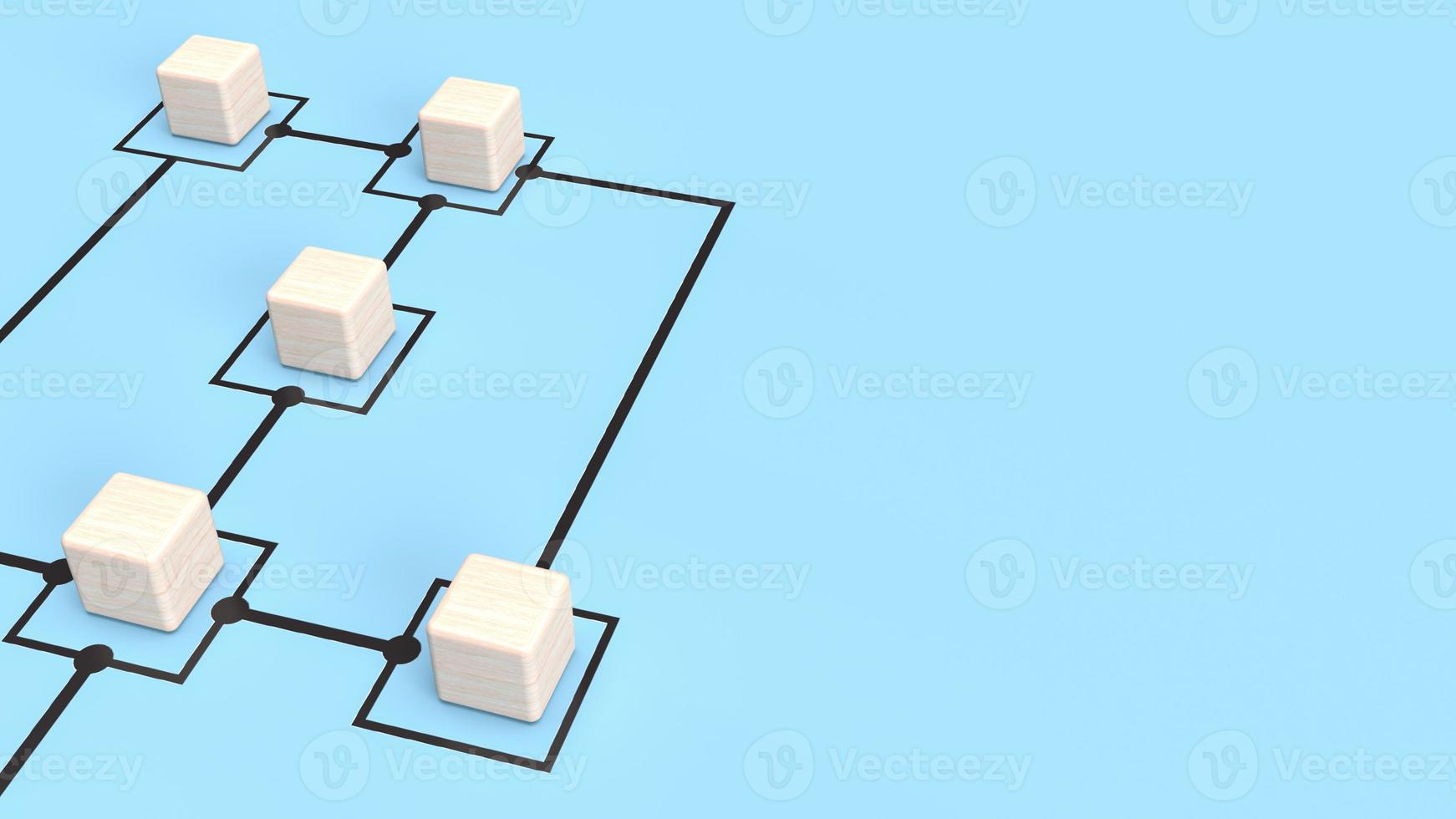 The wood cubes on chart blue background for business concept 3d rendering photo
