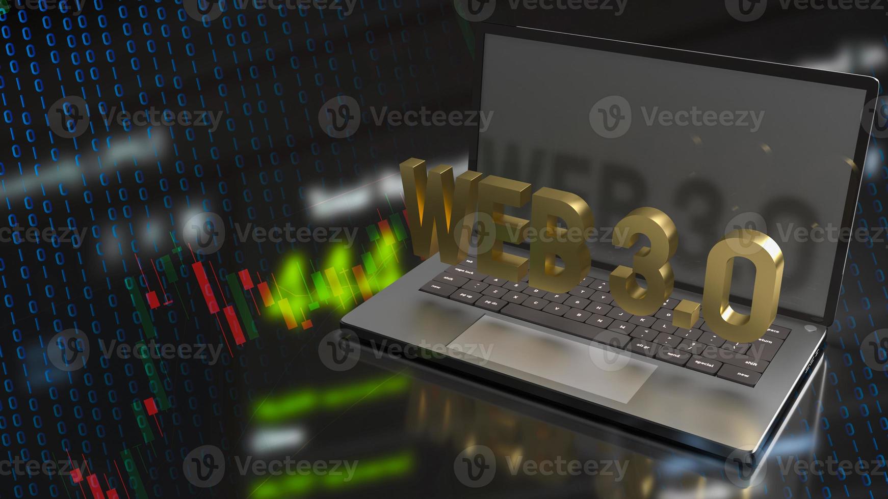 The Web 3.0 white text on notebook in business  background  for technology concept 3d rendering photo