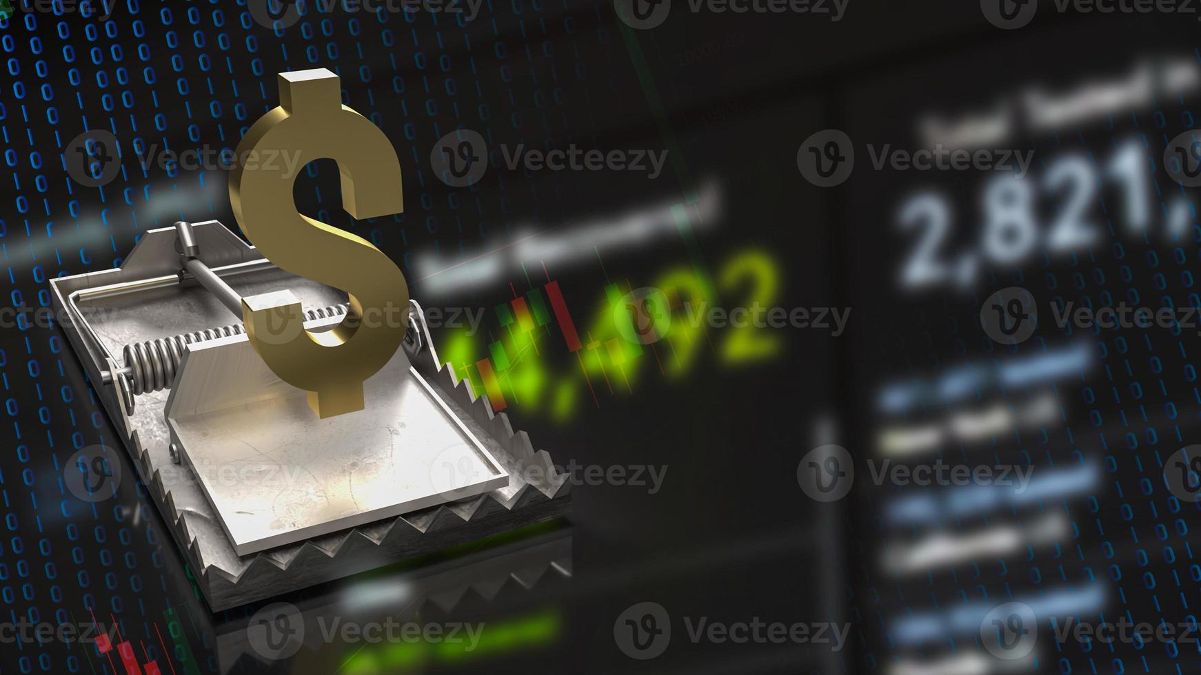 The gold dollar symbol in a trap for business concept 3d rendering photo