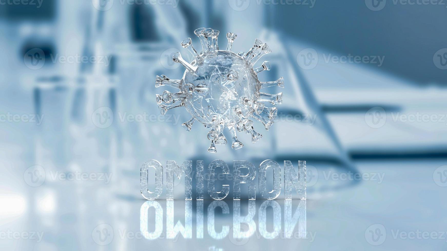 The virus omicron on lab background for covid 19 or medical concept 3d rendering photo