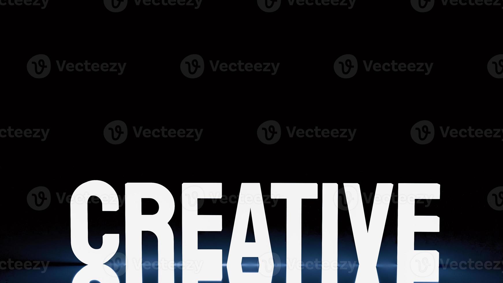 The creative  text glow in black background  3d rendering photo