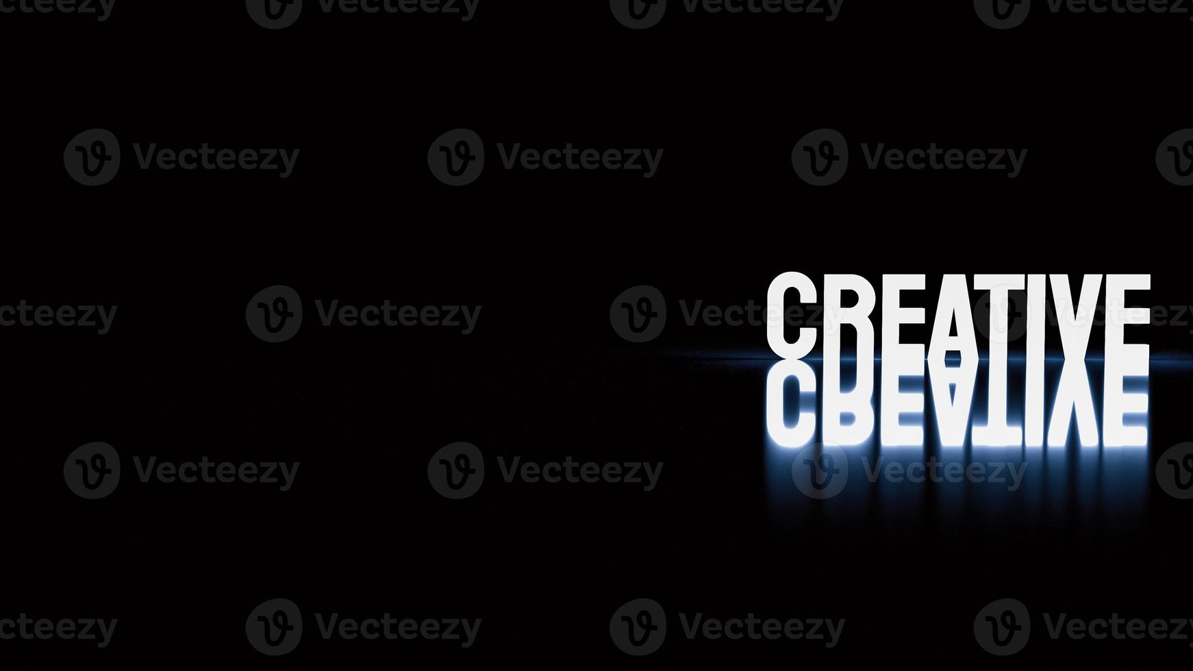 The creative  text glow in black background  3d rendering photo