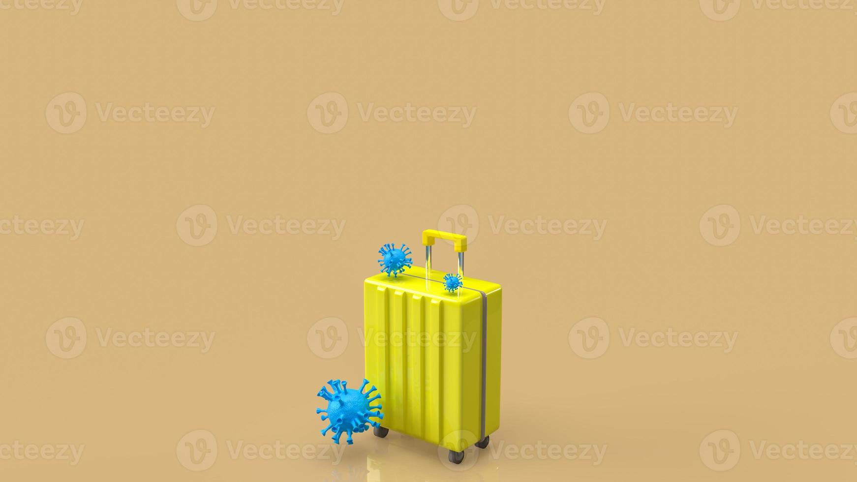 suitcase and virus for travel or medical concept 3d rendering photo