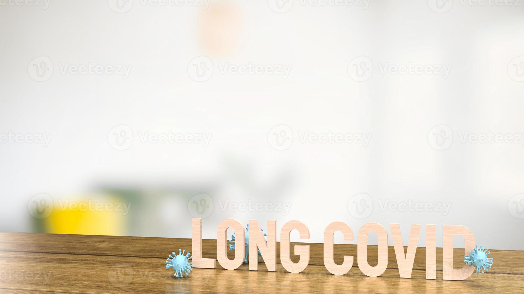The long covid text and virus for medical or outbreak  concept 3d rendering photo