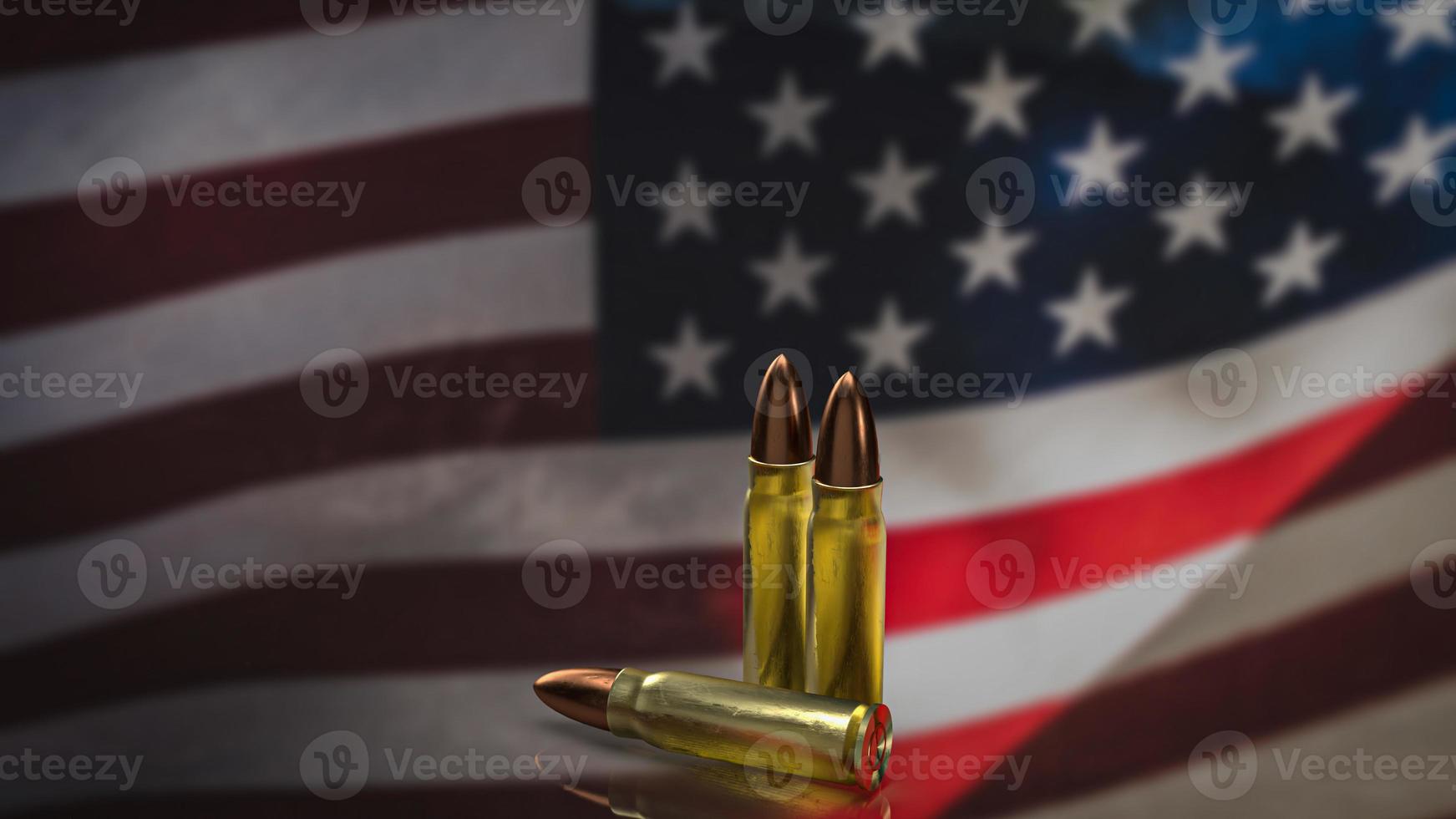 The bullet on Usa flag for law or crime concept 3d rendering photo