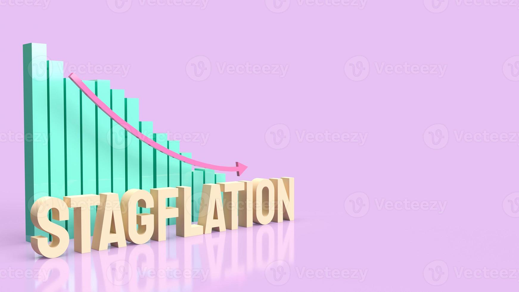 The stagflation text and chart for business concept 3d rendering photo