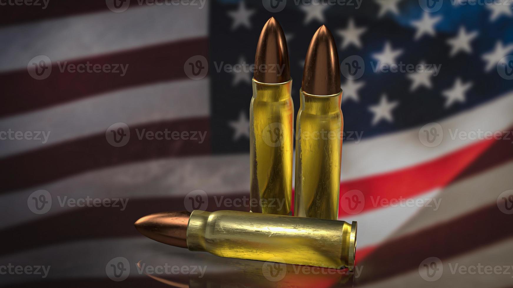 The bullet on Usa flag for law or crime concept 3d rendering photo