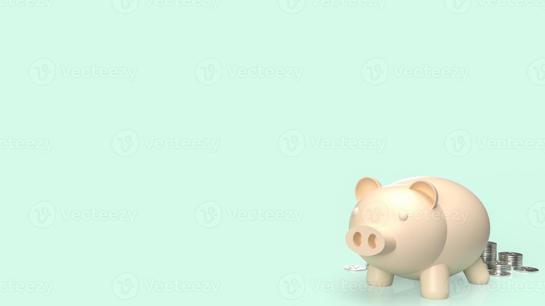 The piggy bank and coins for business or saving concept 3d rendering photo