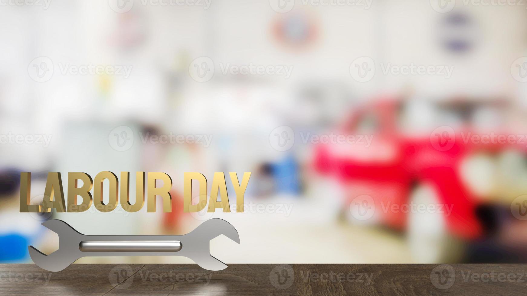 The labour day word and wrench for holiday concept 3d rendering photo