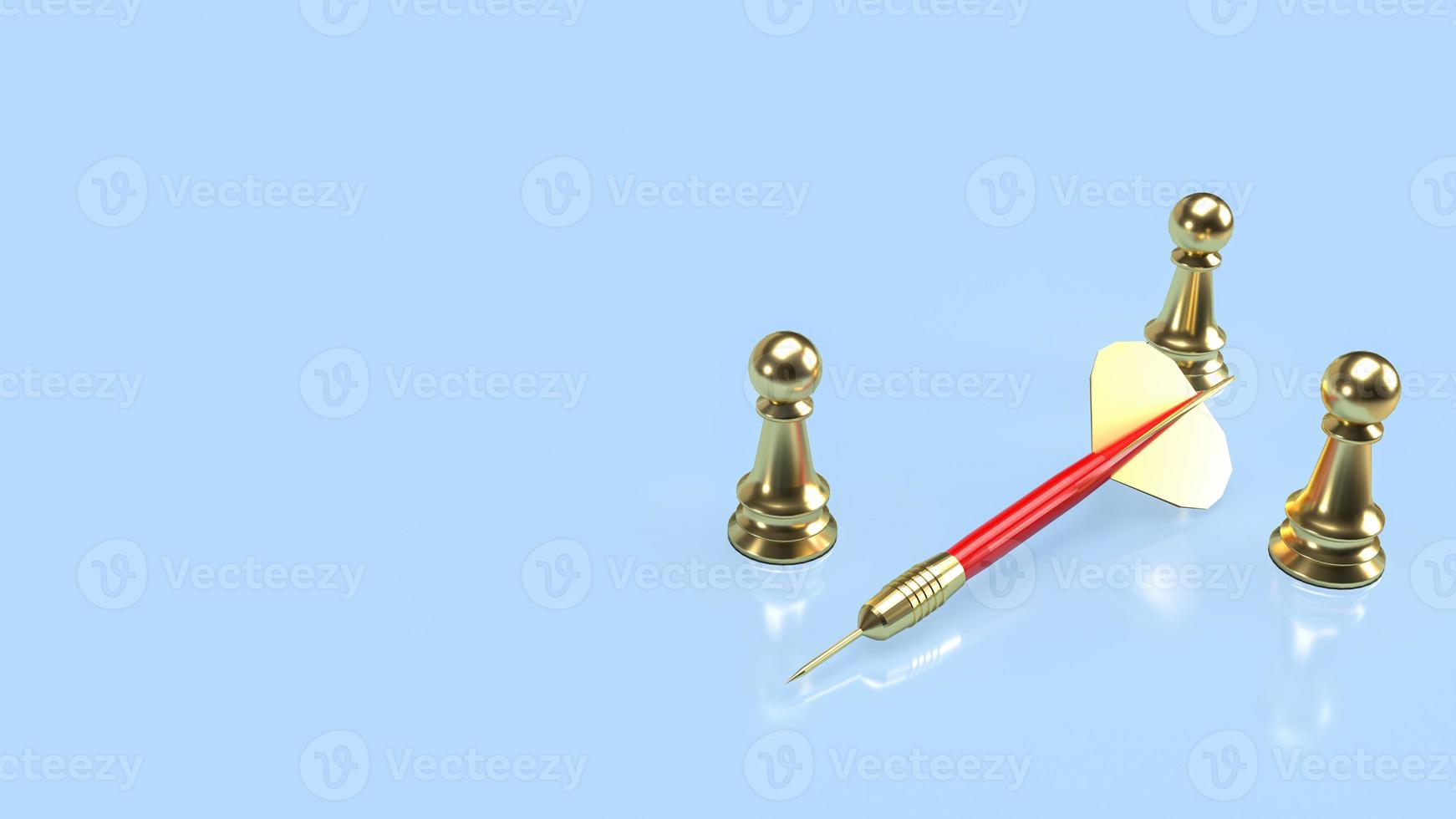 The darts and chess on blue background for business concept 3d rendering photo