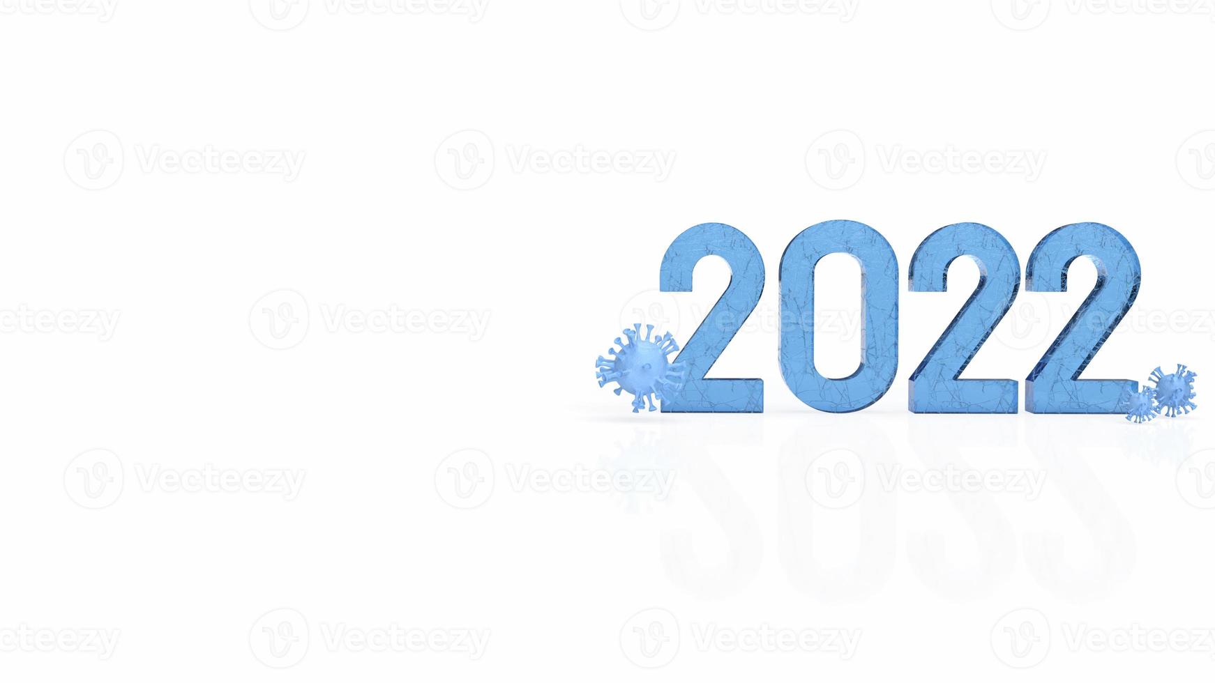 The number 2022 and virus on white background  for sci concept 3d rendering photo