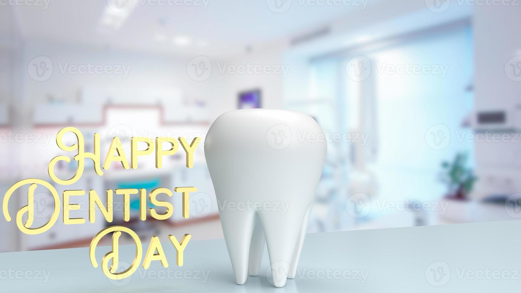 el diente blanco en la clínica del dentista para la representación 3d del concepto médico o de salud foto