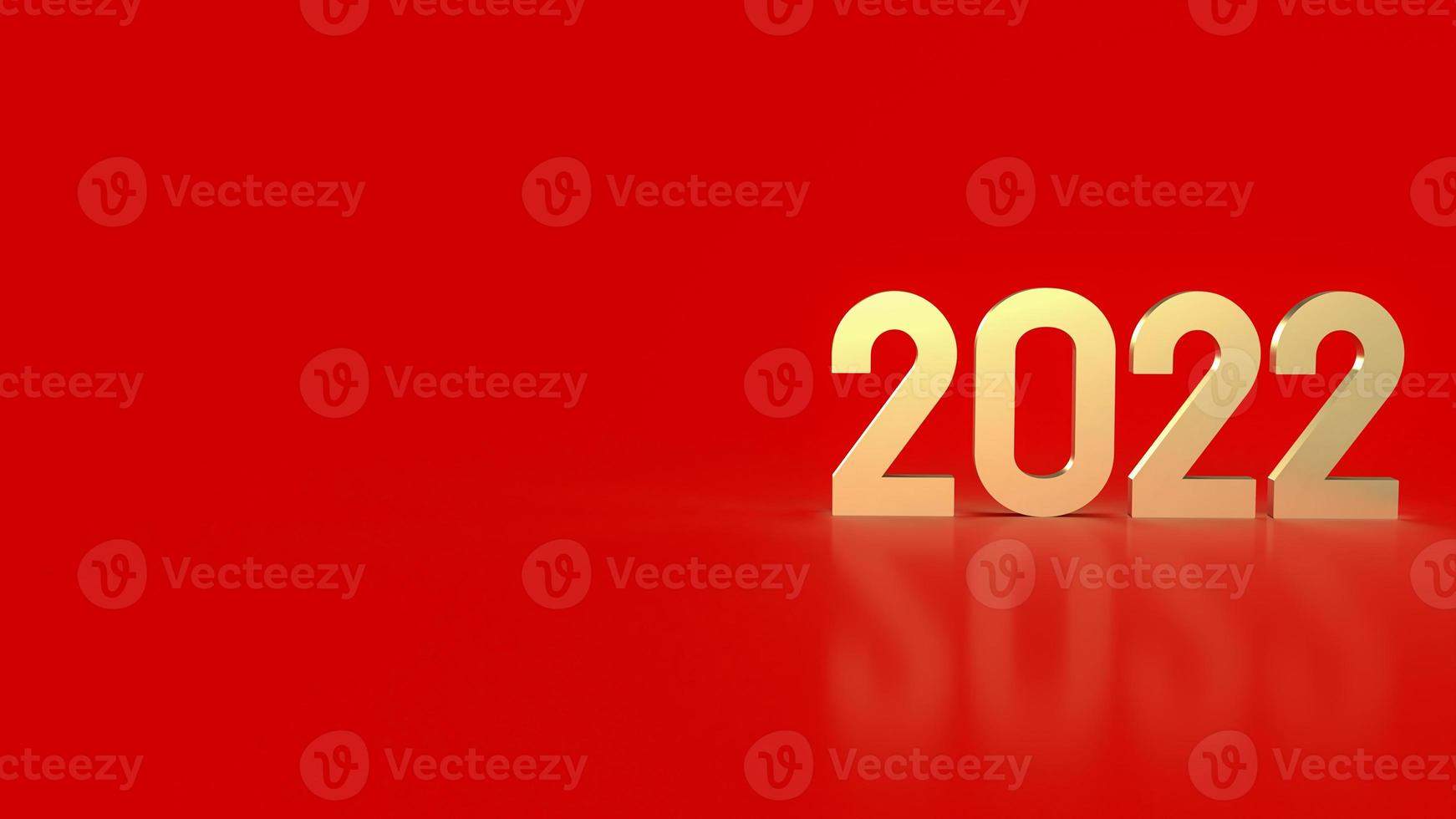 gold 2022 on red background for new year  concept 3d rendering photo
