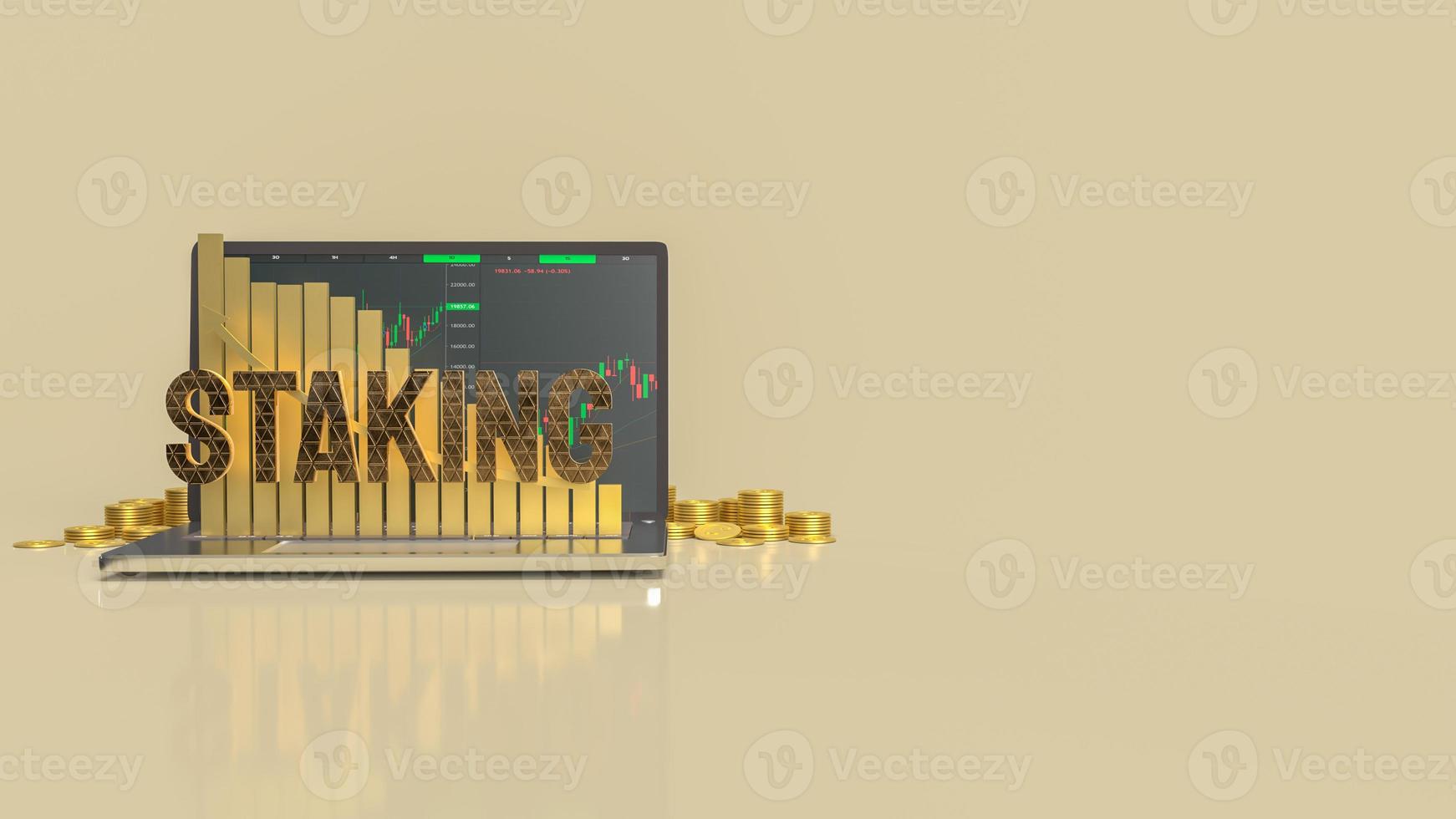 staking text on notebook for currency or business concept 3d rendering photo