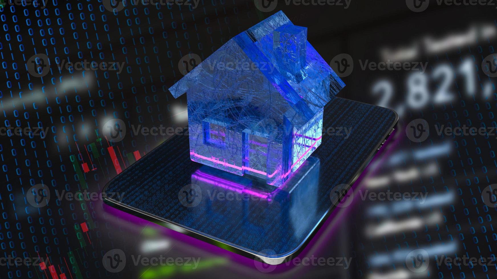 home on tablet for property or business concept 3d rendering photo