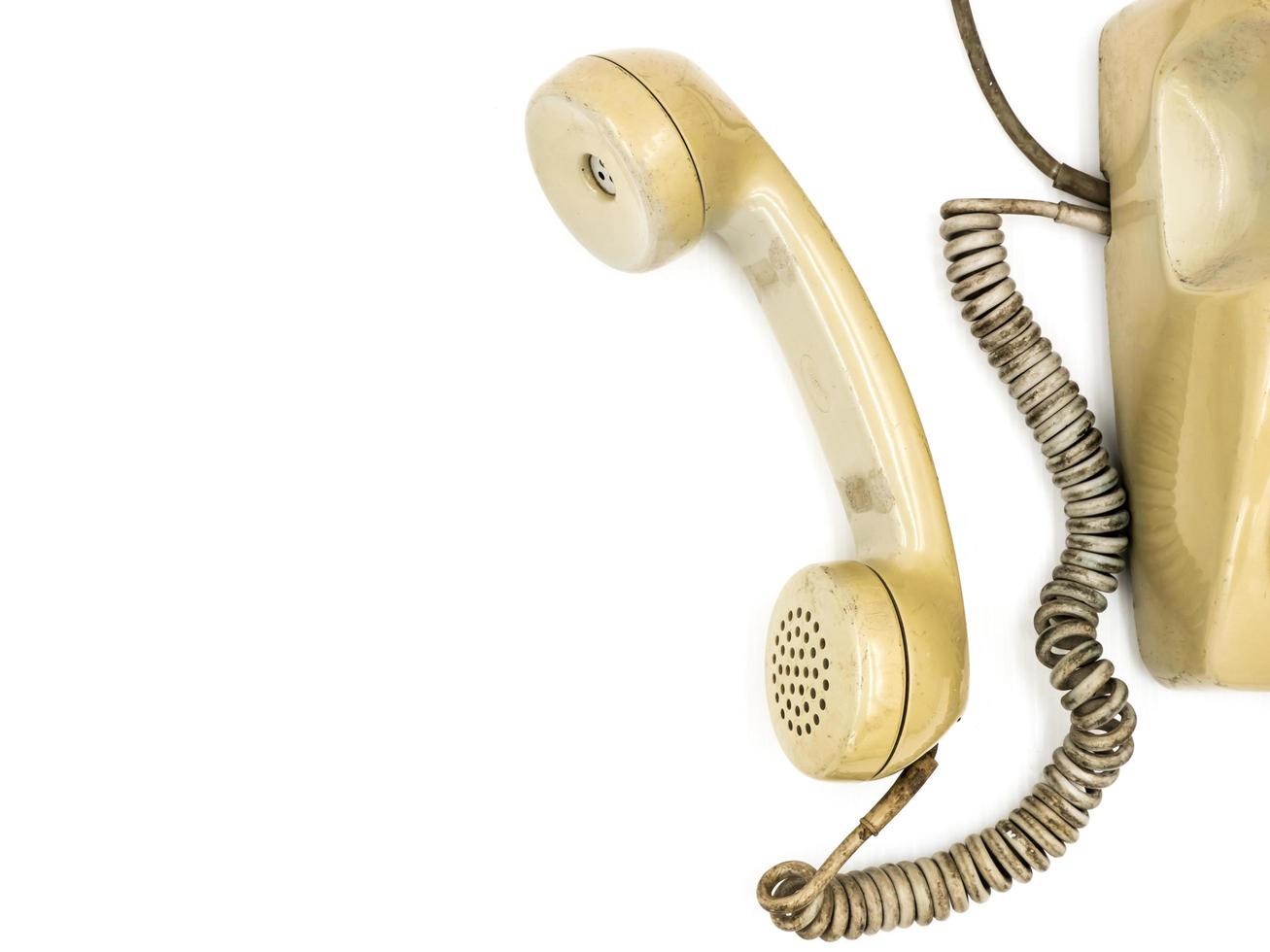 vintage telephone on white background photo