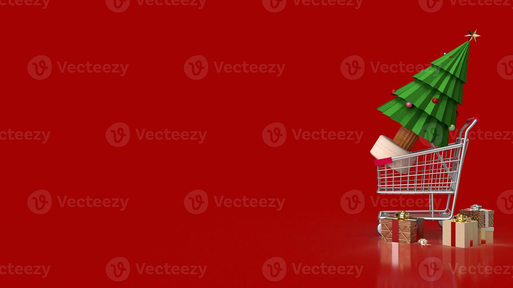 The Christmas in shopping cart for holiday marketing concept 3d rendering photo