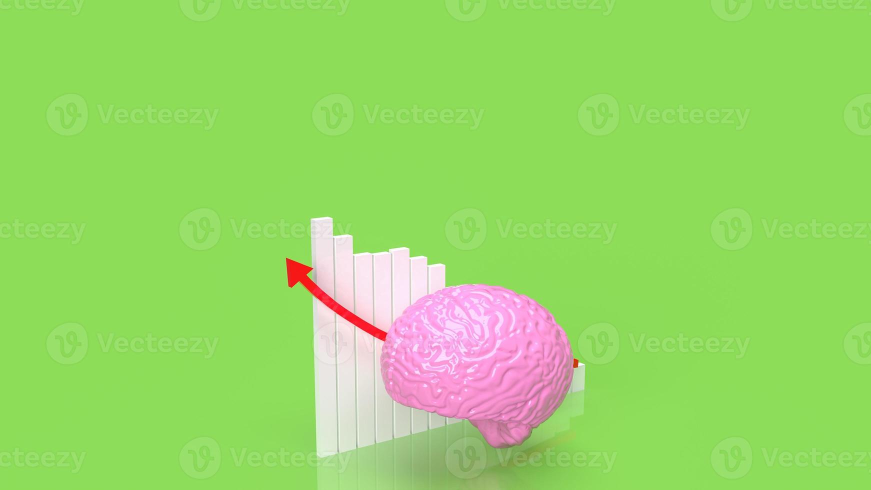 The brain and chart arrow up for sci or education concept 3d rendering photo