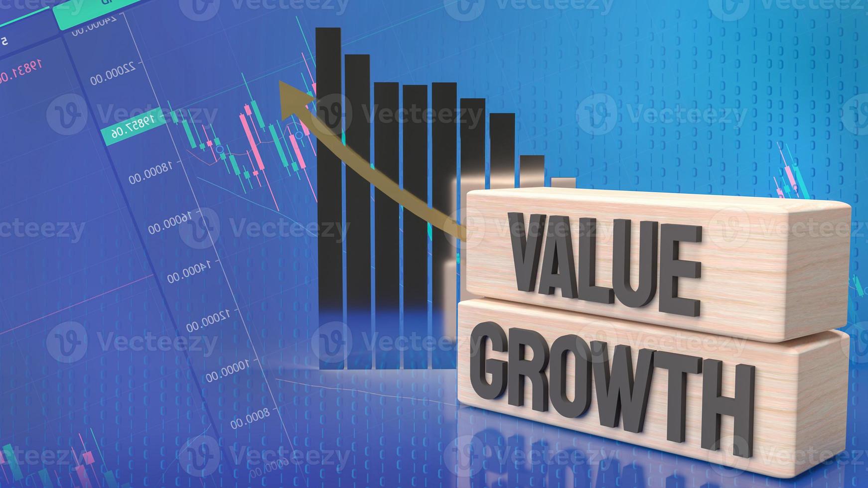 The word  value and growth on wood  for business concept 3d rendering photo
