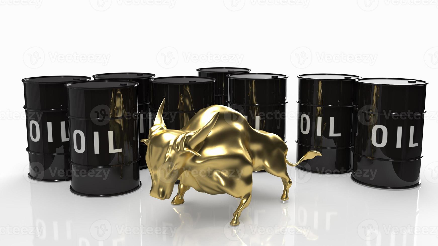 oil tank and gold bull for business concept 3d rendering photo