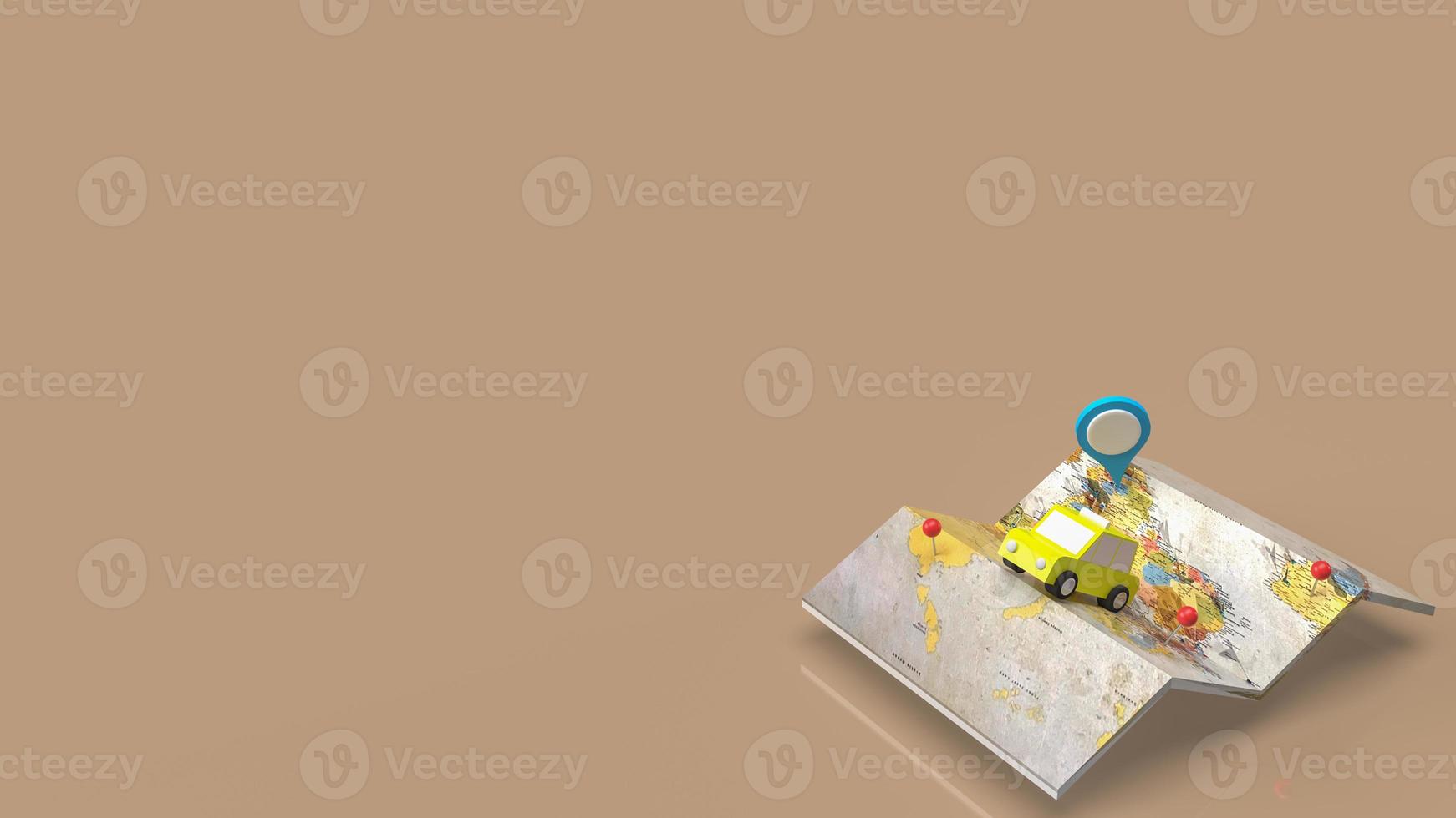 The taxi and check point on map for  travel or application concept 3d rendering photo