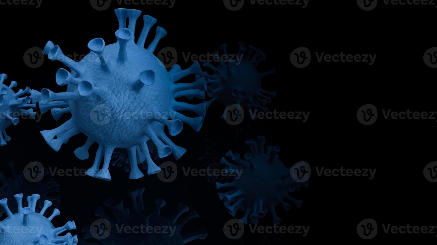 The blue virus in dark tone for outbreaks or medical content 3d rendering photo