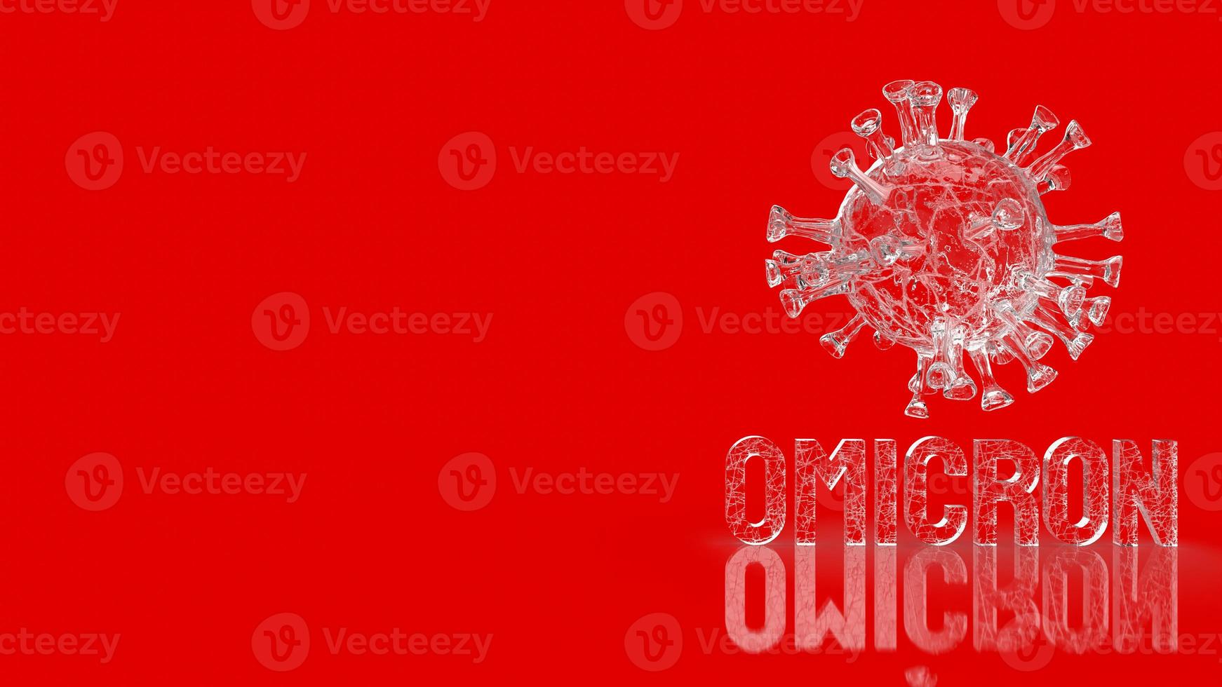 The virus omicron on red background for covid 19 or medical concept 3d rendering photo