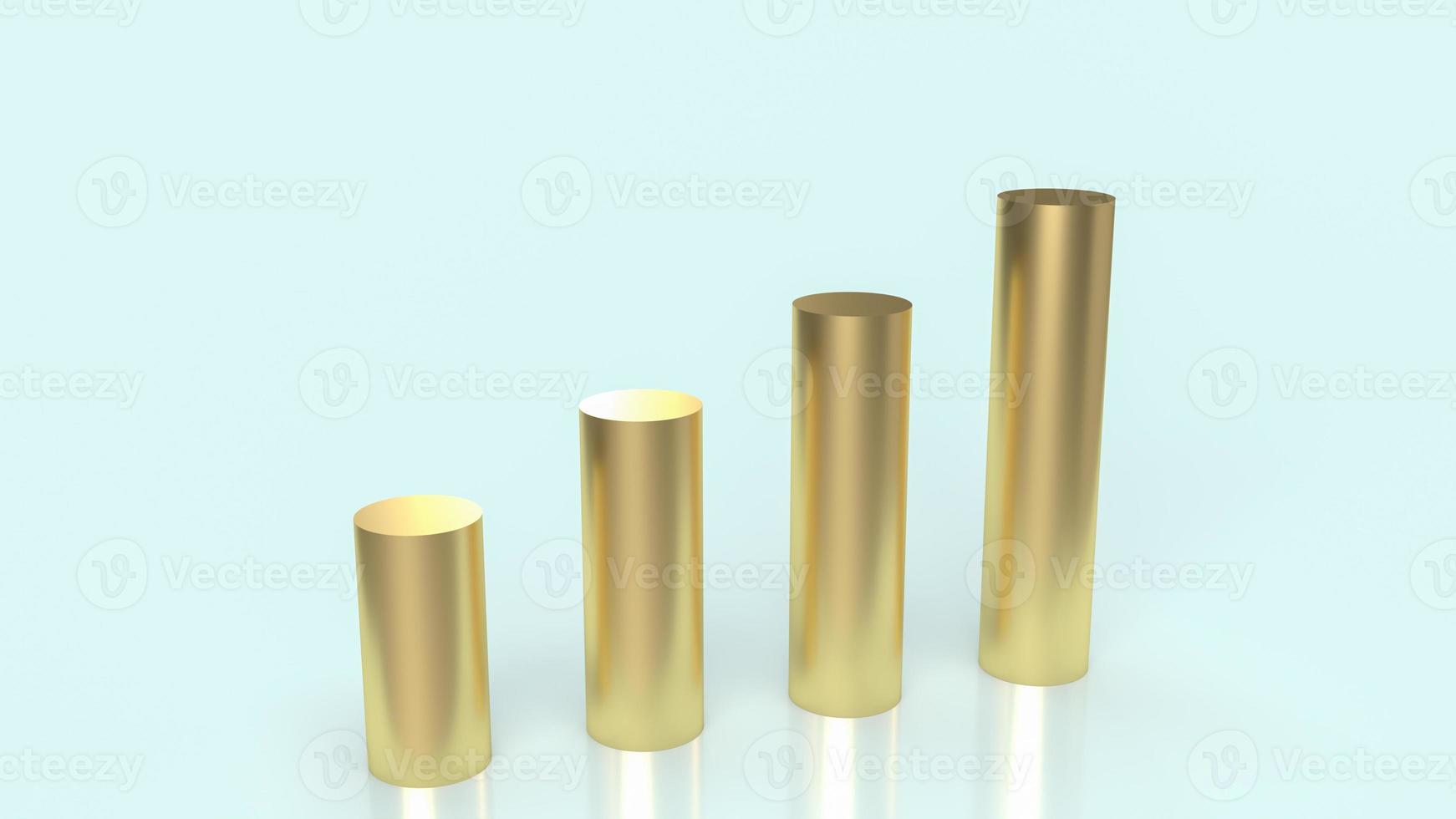 The gold chart on  blue background for business content 3d rendering. photo