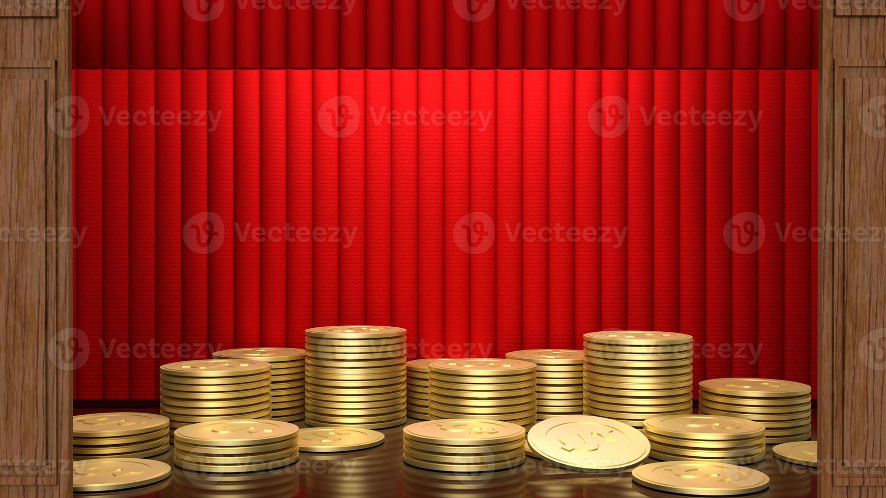The stage red curtain for present concept 3d rendering photo