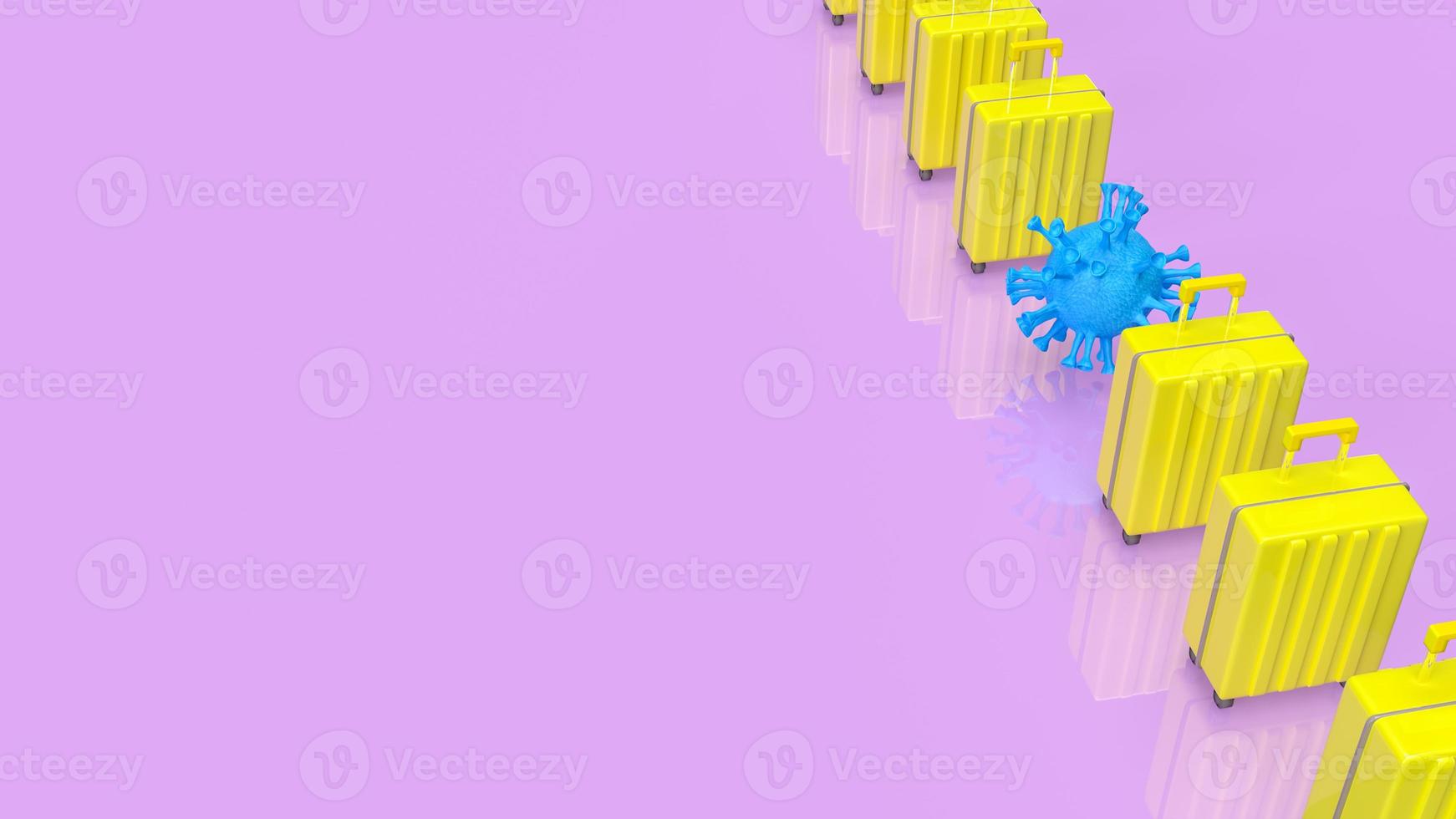 suitcase and virus for travel or medical concept 3d rendering photo