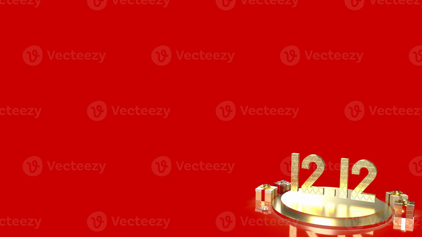 The gold number 12.12 on geometry podium shape for display product and gift box for sale promotion concept 3d rendering photo