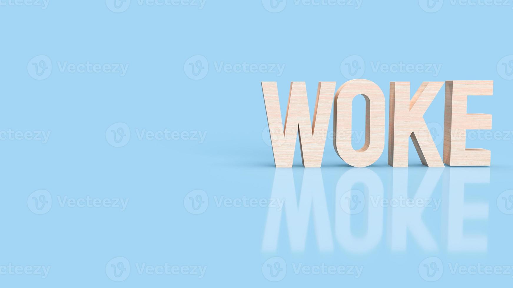 The woke wood text on blue background 3d rendering photo