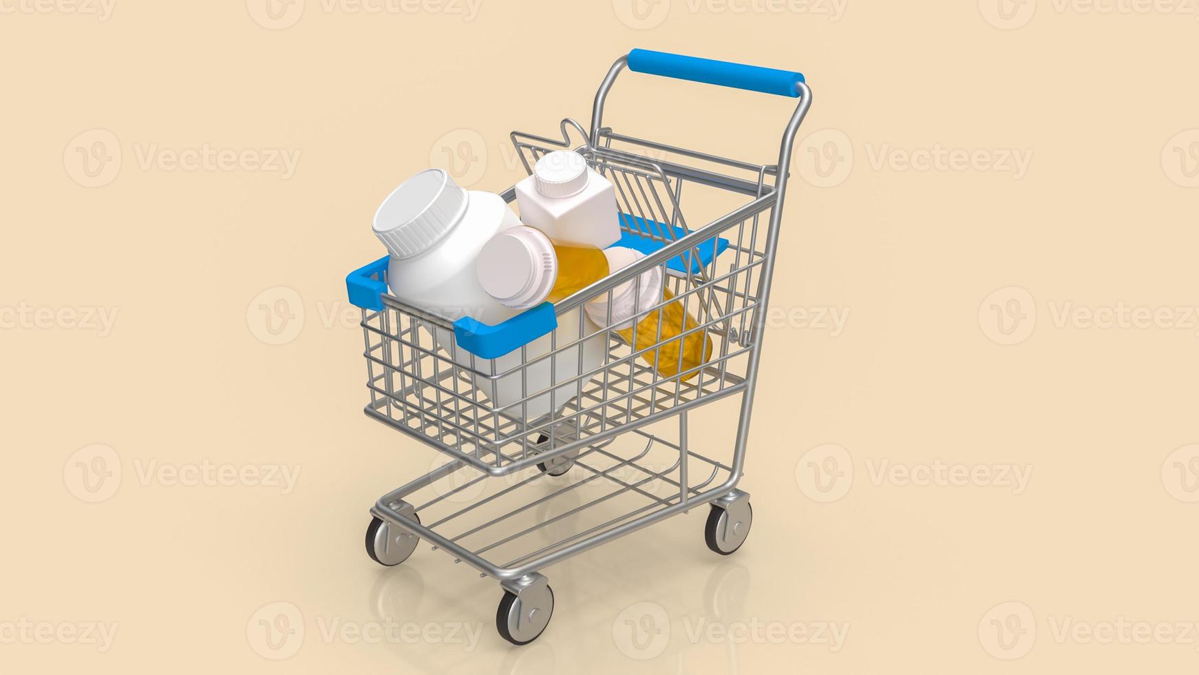 The drug in shopping cart for medical or drug concept 3d rendering photo