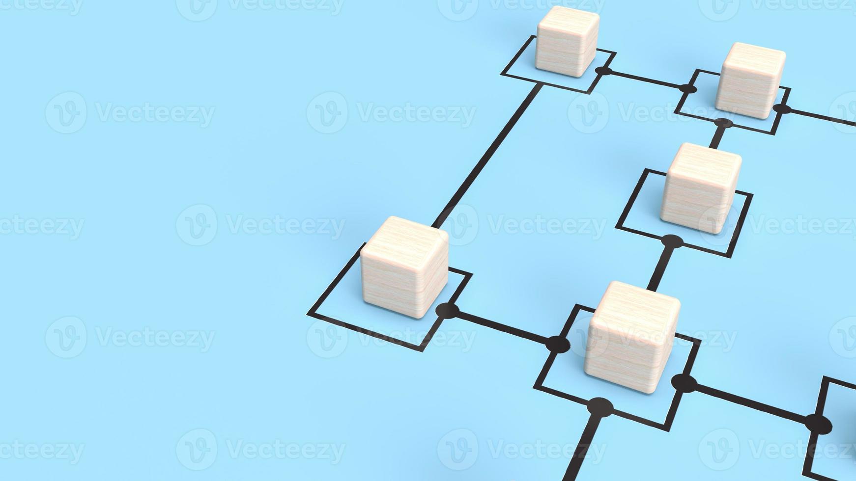 The wood cubes on chart blue background for business concept 3d rendering photo