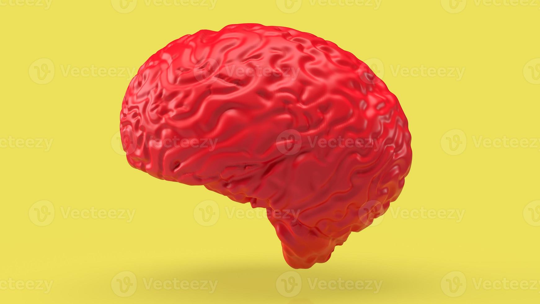 red brain on yellow back ground 3d rendering photo