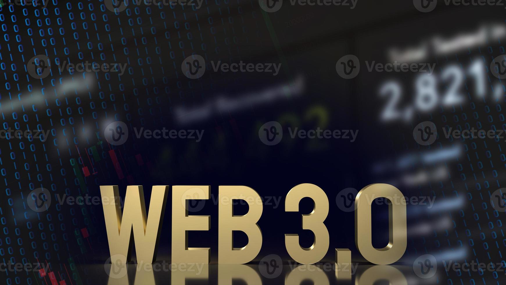 The Web 3.0 golden text on business background  3d rendering photo