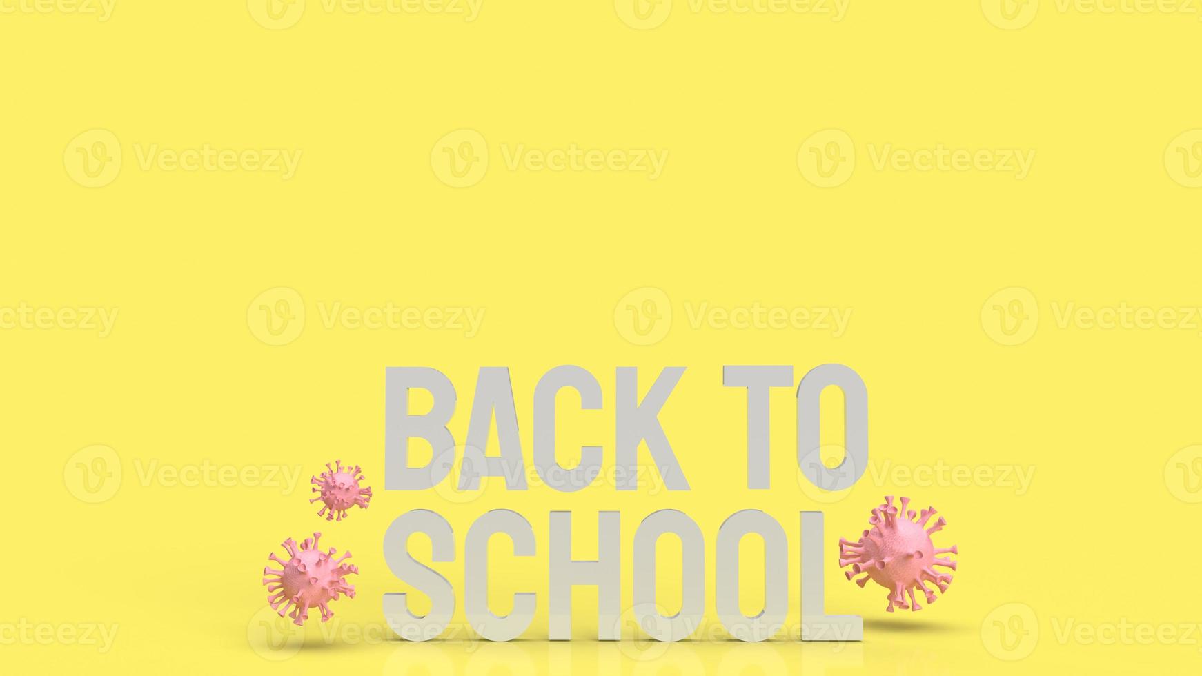 The wood back to school text in yellow color and virus for covid 19 in school concept 3d rendering photo