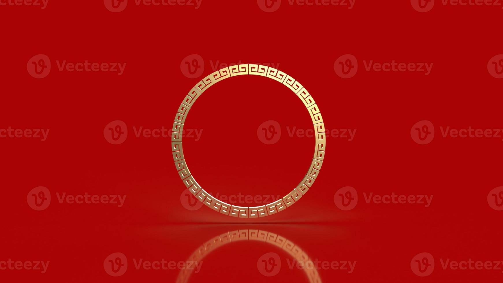 The gold border chinese on red background 3d rendering. photo