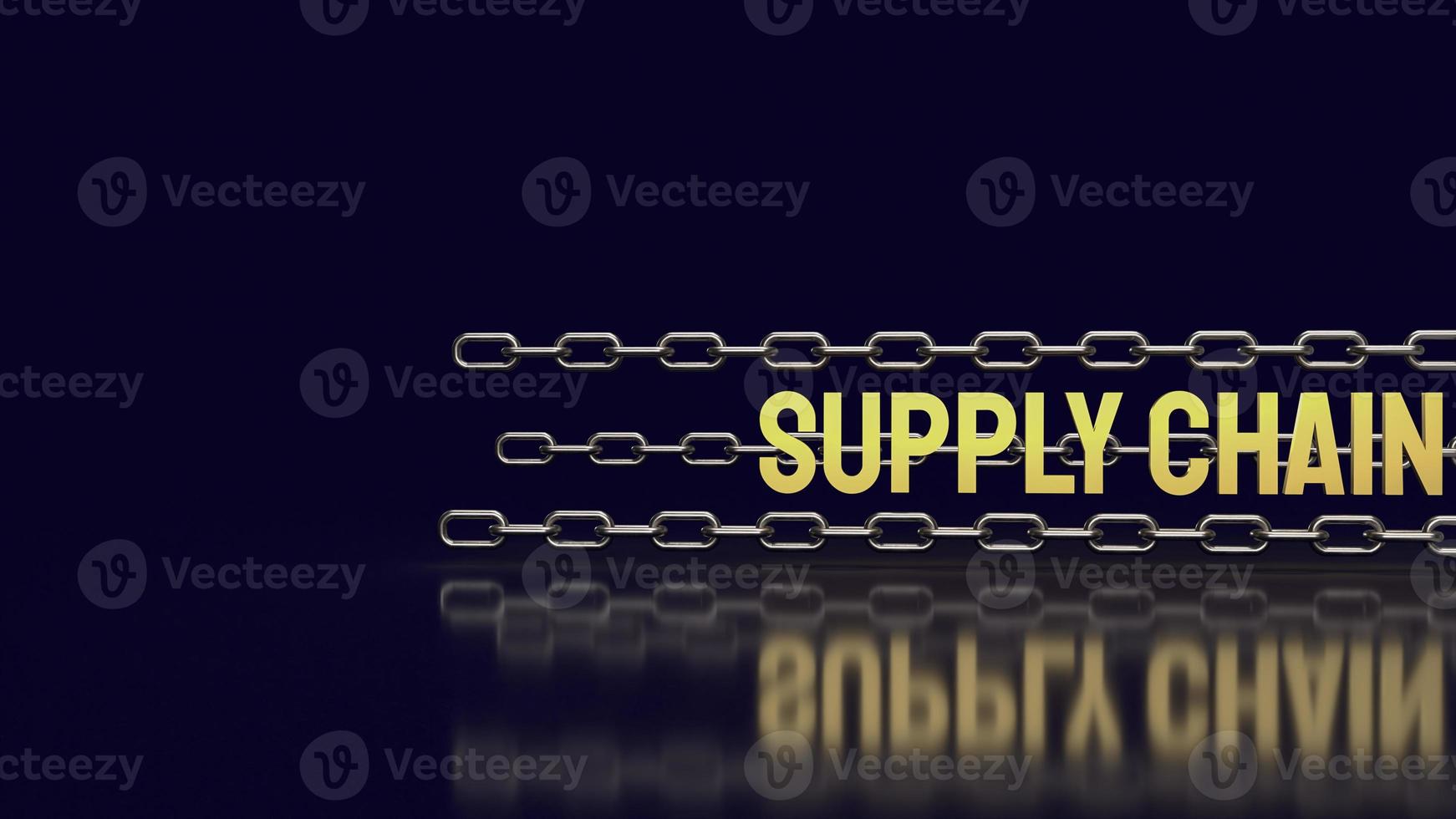 The metal chain and gold text supply chain for business or abstract  background  concept 3d rendering photo