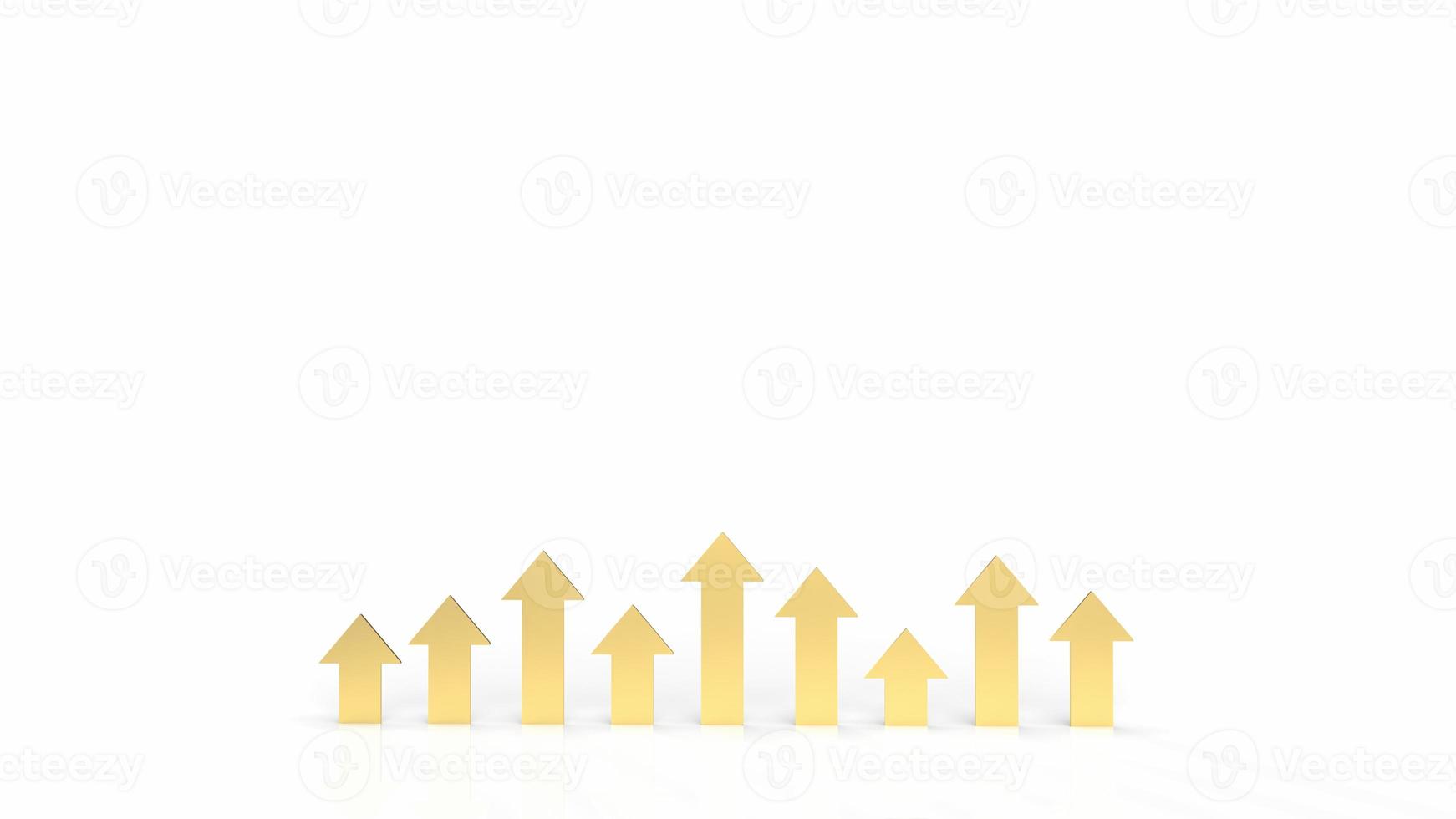 gold arrow up on white background for business concept 3d rendering photo