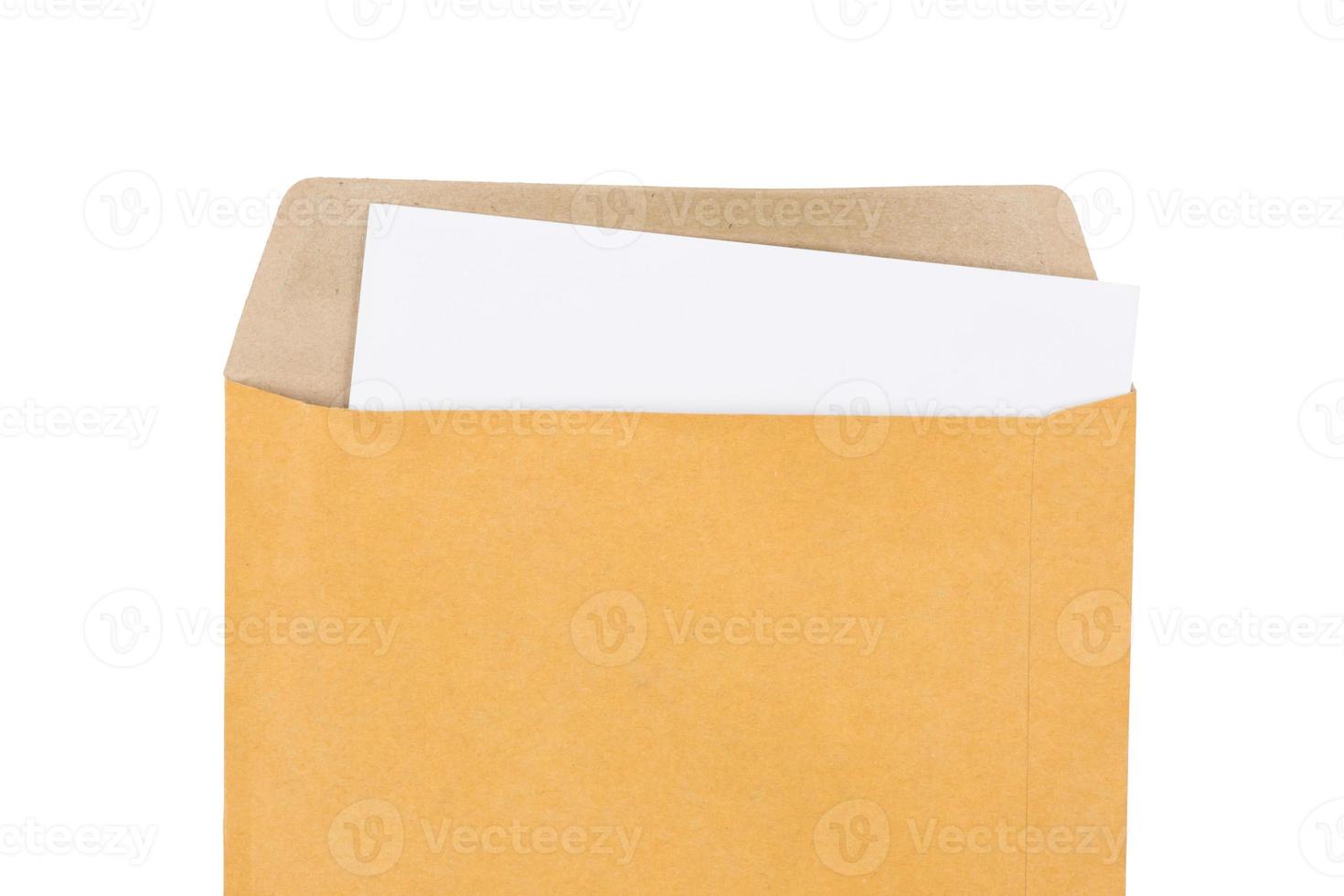 envelope with document isolated on white background. photo