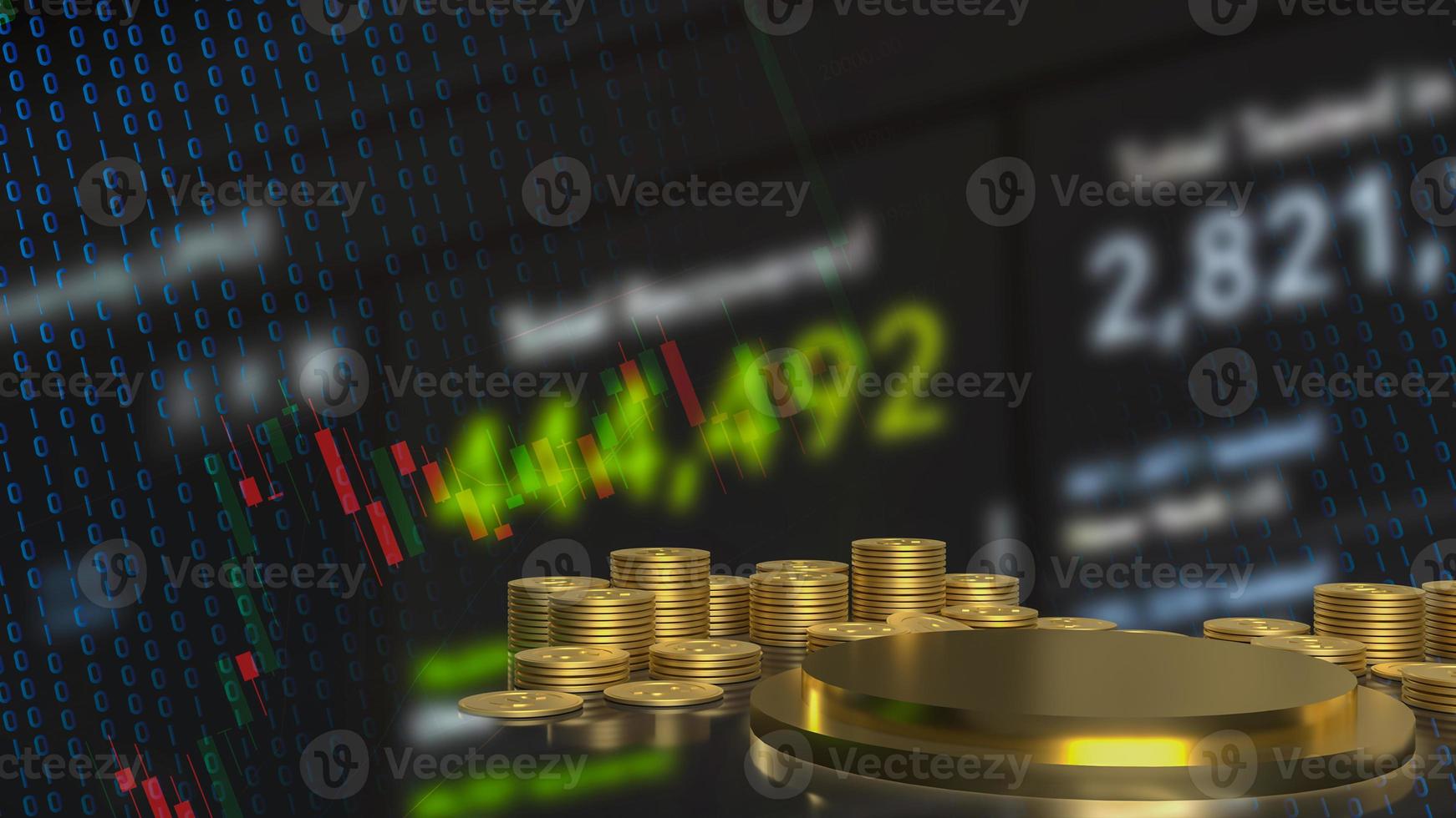 The gold podium and coins on business background  for presentation  3d rendering photo