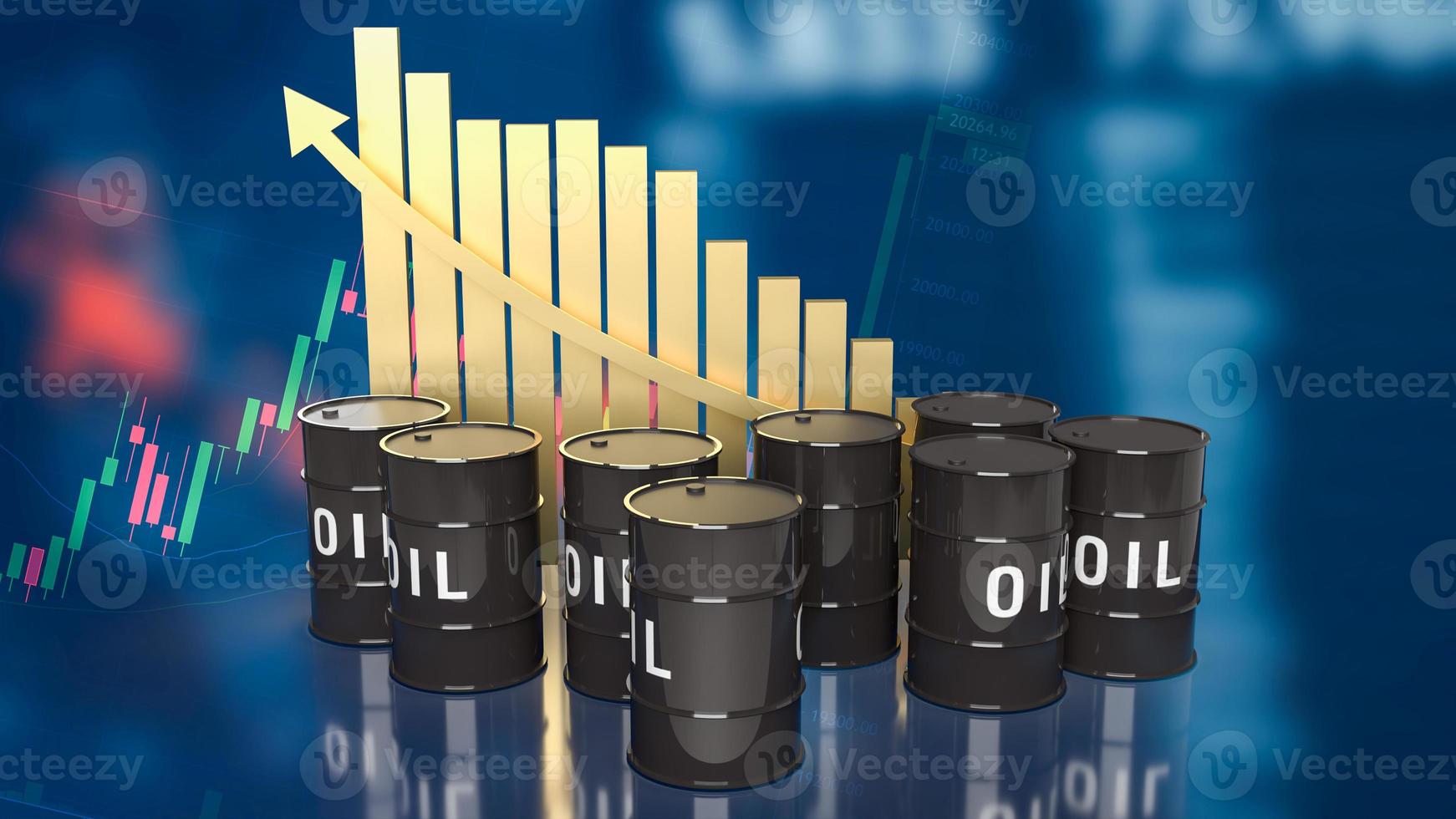 The oil tanks and  gold chart on business background 3d rendering photo