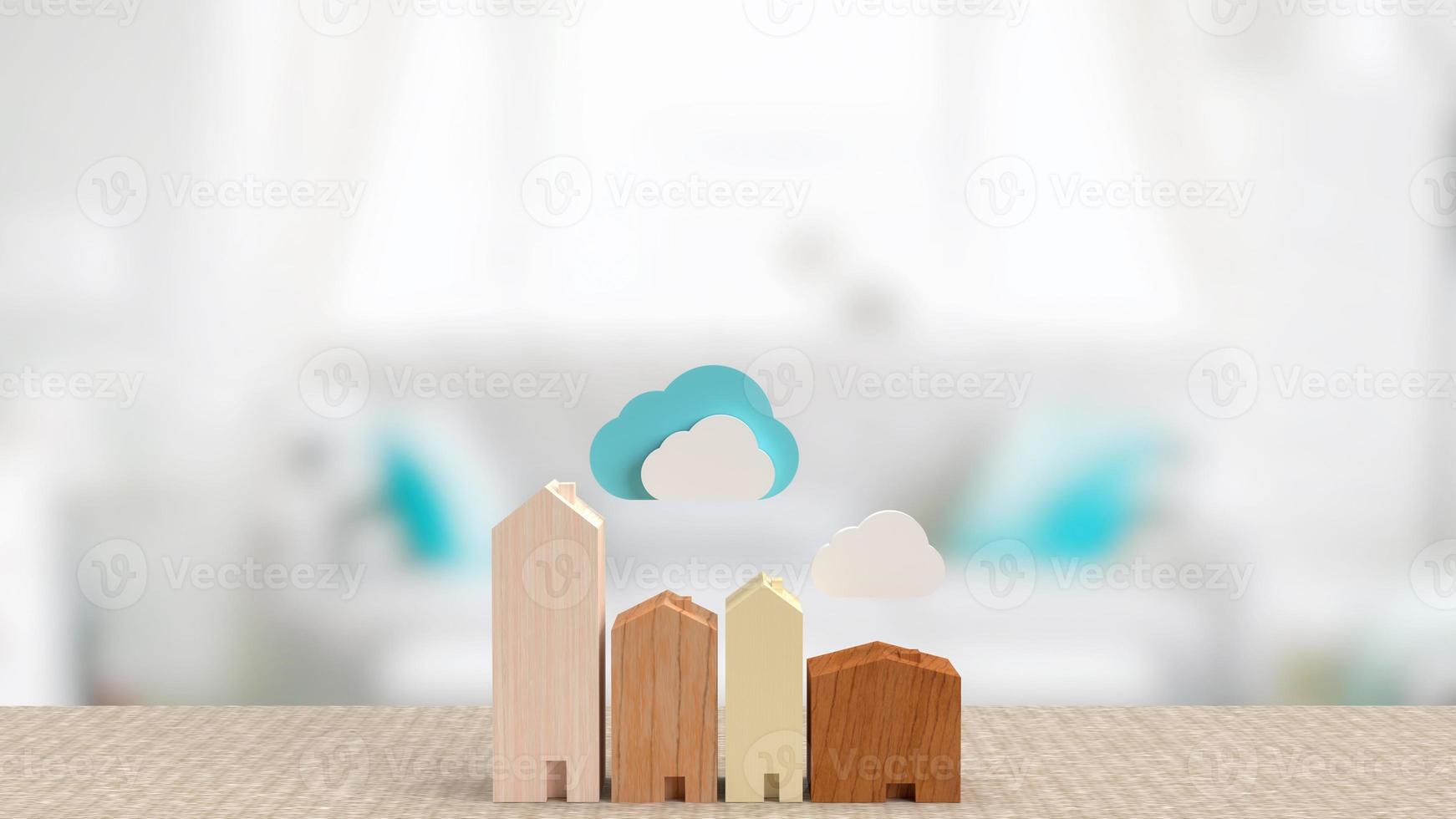 home and cloud for smart home  technology concept 3d rendering photo