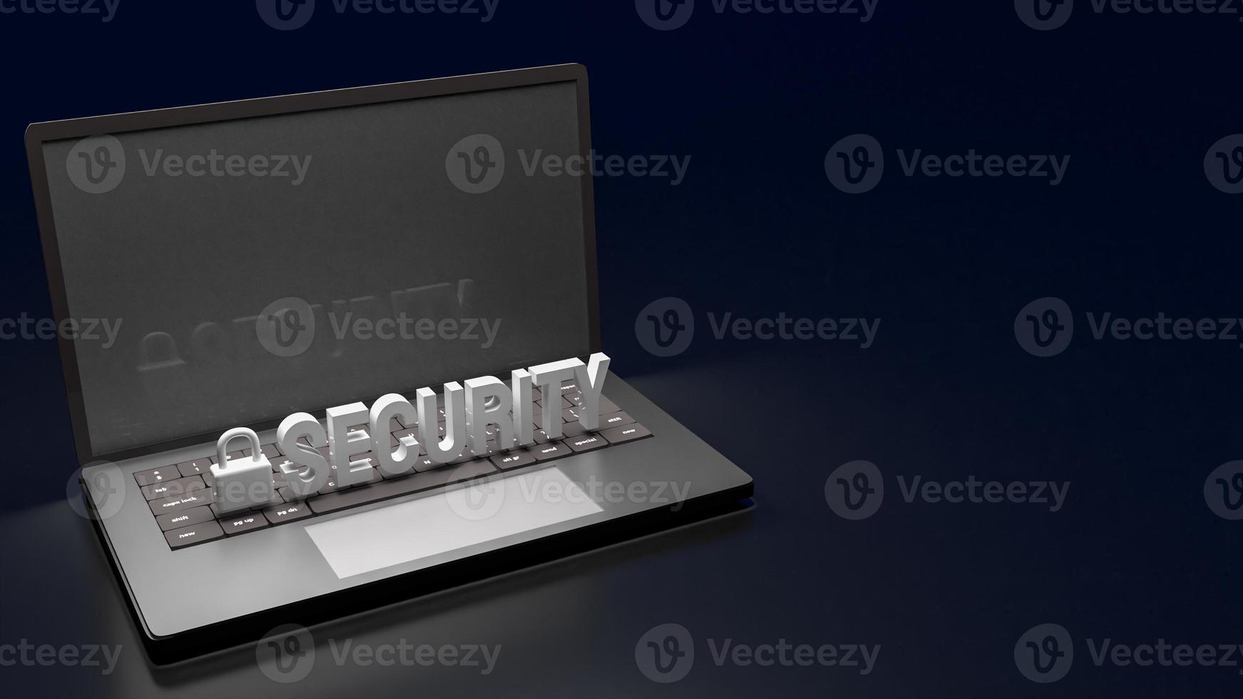 The notebook and security text for protection concept 3d rendering photo