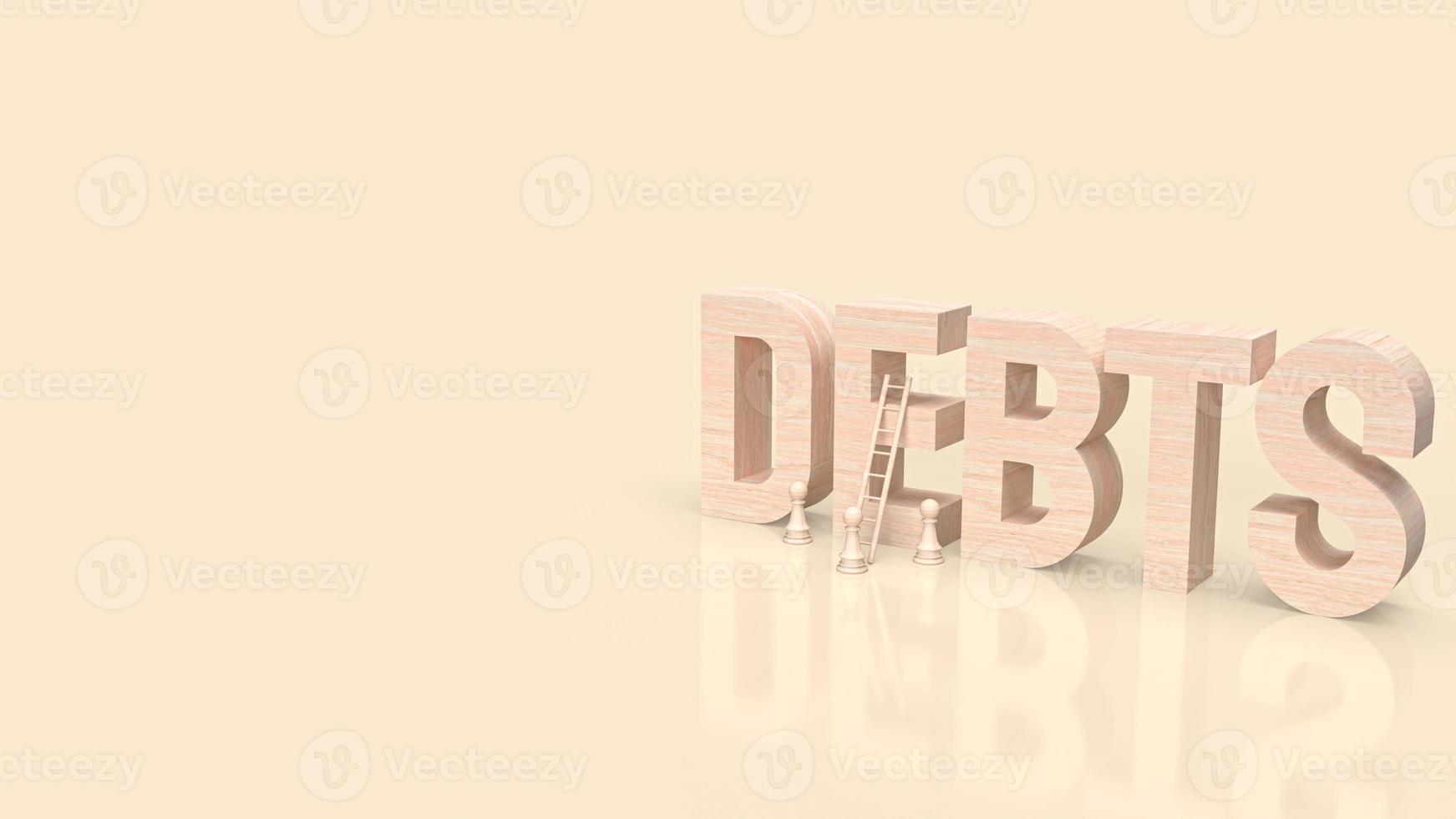 The debts wood text for business concept 3d rendering photo